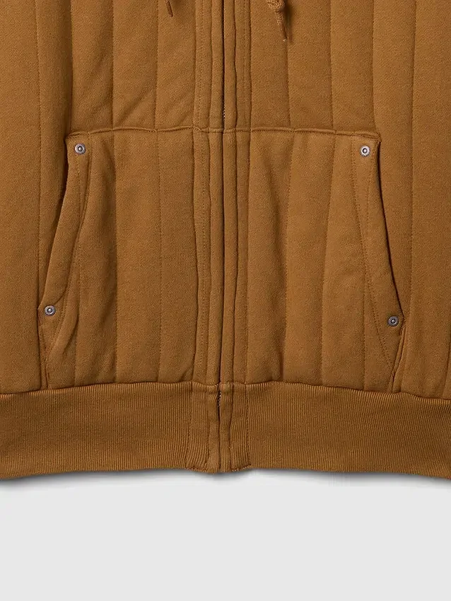 Gewatteerde hoodie met rits en wafelvoering