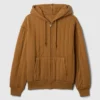 Gewatteerde hoodie met rits en wafelvoering