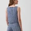 Gingham-denim crop-shell-tanktop