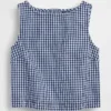 Gingham-denim crop-shell-tanktop