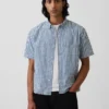 Gingham-denim overhemd met relaxte pasvorm en rechte zoom