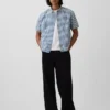 Gingham-denim overhemd met relaxte pasvorm en rechte zoom