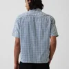 Gingham-denim overhemd met relaxte pasvorm en rechte zoom