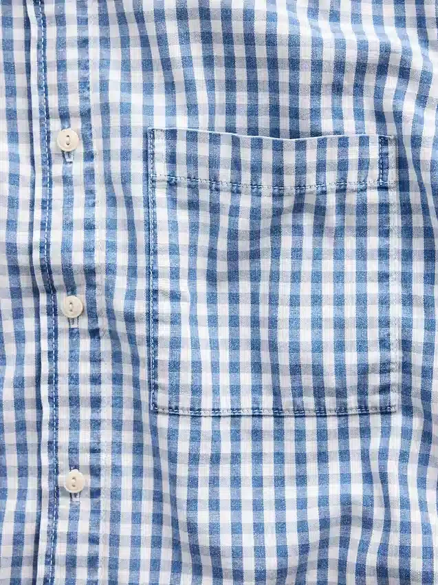 Gingham-denim overhemd met relaxte pasvorm en rechte zoom