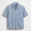 Gingham-denim overhemd met relaxte pasvorm en rechte zoom