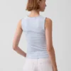Gingham Pointelle shell-tanktop