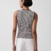 Gingham Pointelle shell-tanktop