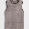 Gingham Pointelle shell-tanktop