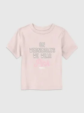 Grafisch T-shirt ‘Meisjes op woensdag, we dragen roze’ voor peuters