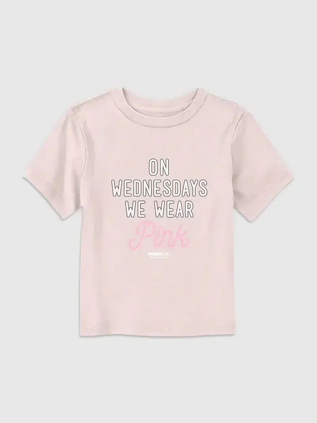 Grafisch T-shirt ‘Meisjes op woensdag, we dragen roze’ voor peuters