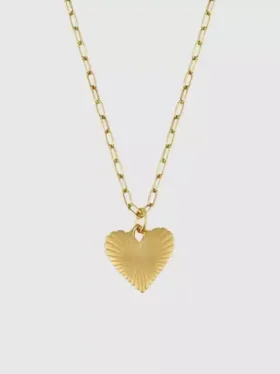 Hart Small Ribbed Heart of Gold-ketting