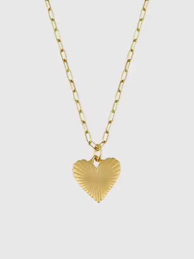 Hart Small Ribbed Heart of Gold-ketting
