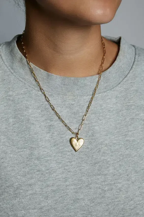 Hart Small Ribbed Heart of Gold-ketting