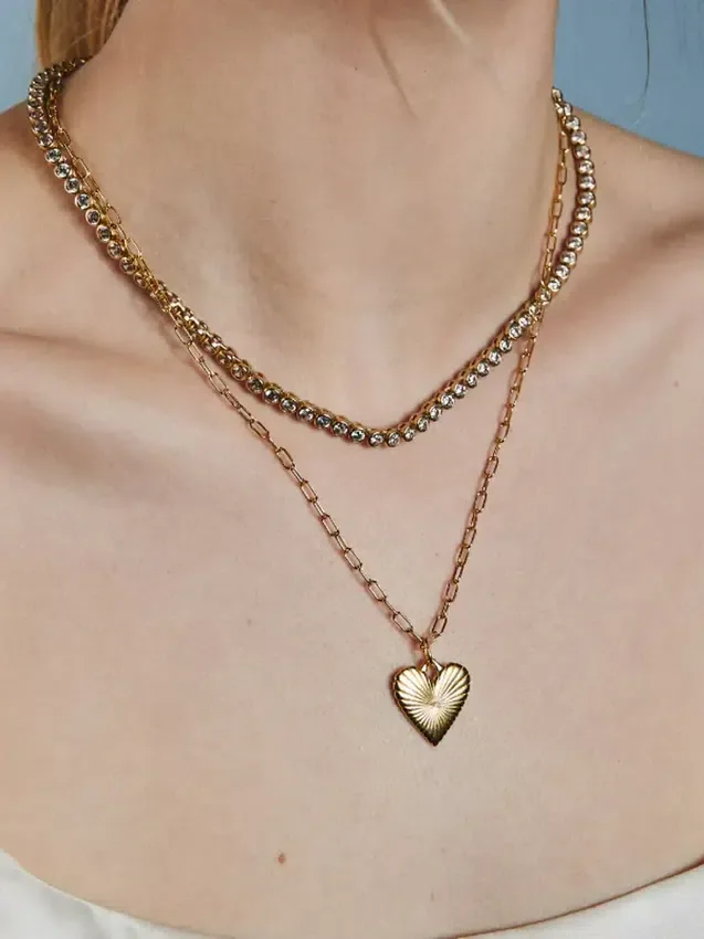 Hart Small Ribbed Heart of Gold-ketting