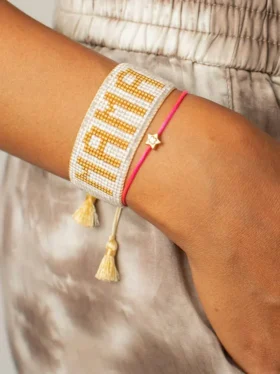 Hart wit-gouden Mama-armband