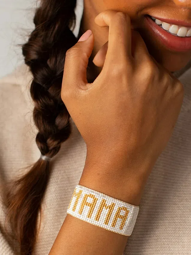 Hart wit-gouden Mama-armband