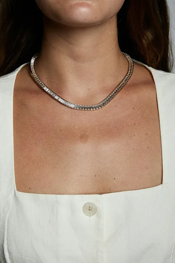 Hartvormige baguette-tennisketting