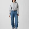 High-rise Barrel-Jeans met omgeslagen boorden