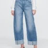 High-rise Barrel-Jeans met omgeslagen boorden