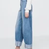 High-rise Barrel-Jeans met omgeslagen boorden