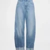 High-rise Barrel-Jeans met omgeslagen boorden