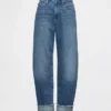 High-rise Barrel-Jeans met omgeslagen boorden