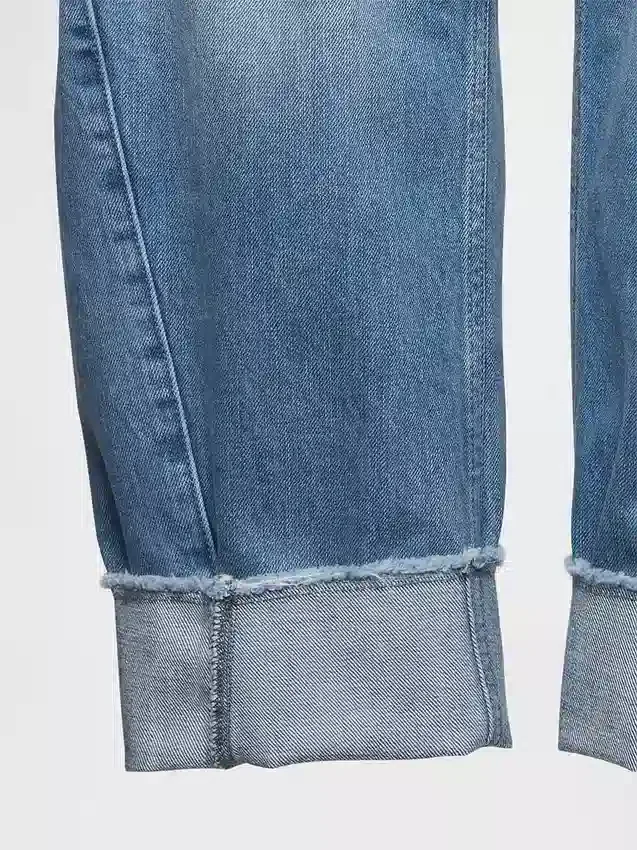 High-rise Barrel-Jeans met omgeslagen boorden