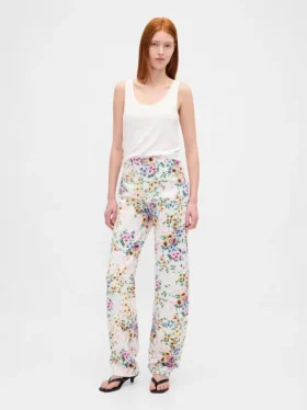 High Rise Floral Barrel-Jeans
