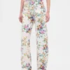 High Rise Floral Barrel-Jeans