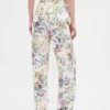 High Rise Floral Barrel-Jeans