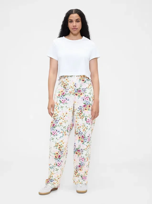 High Rise Floral Barrel-Jeans