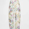 High Rise Floral Barrel-Jeans