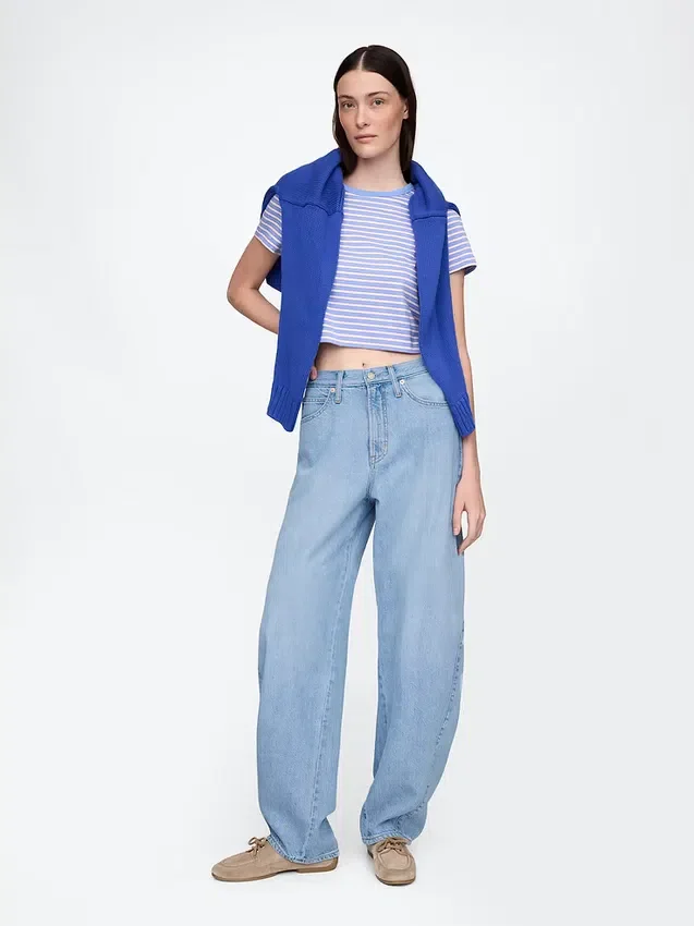 High Rise Ultrasoft Barrel-Jeans