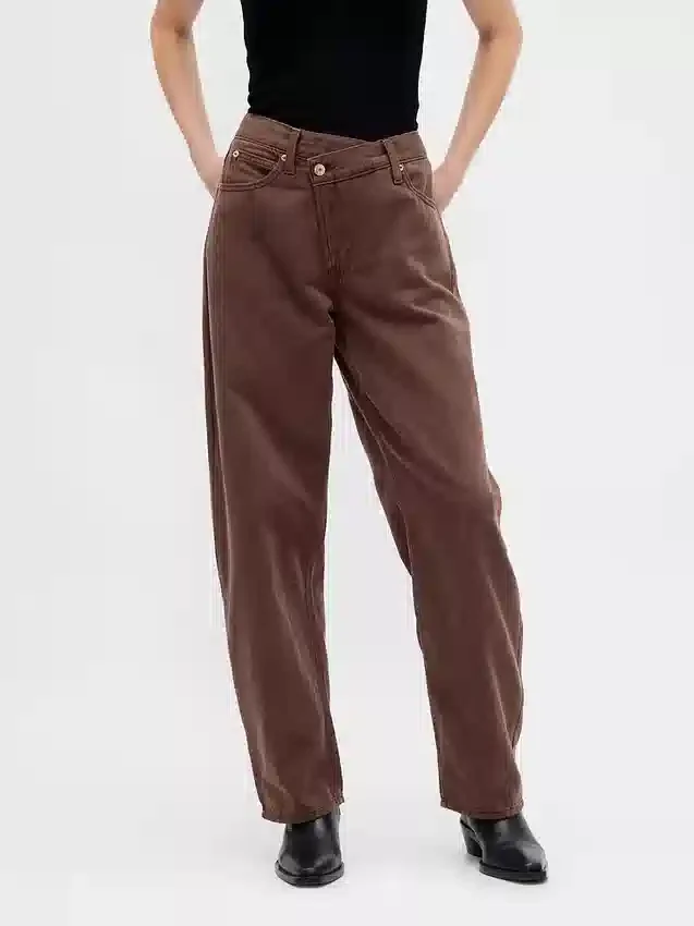 High Rise Ultrasoft Crossover Barrel-Jeans