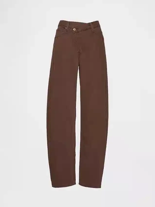 High Rise Ultrasoft Crossover Barrel-Jeans