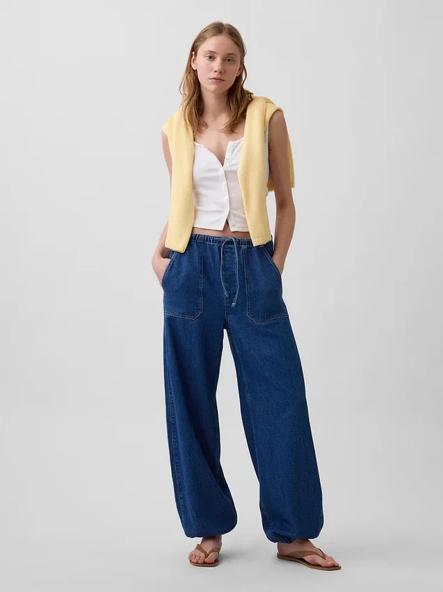 High Rise Ultrasoft Easy Barrel-Jeans