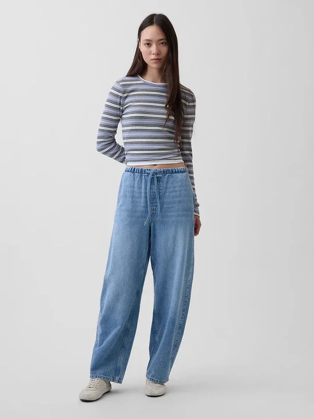 High Rise Ultrasoft Easy Barrel-Jeans