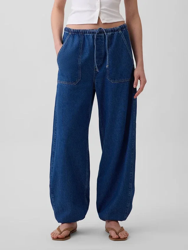 High Rise Ultrasoft Easy Barrel-Jeans