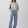 High Rise ultrazachte denim gestreepte barrel-Jeans