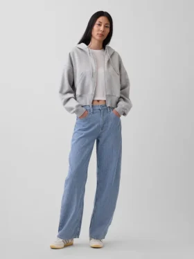 High Rise ultrazachte denim gestreepte barrel-Jeans