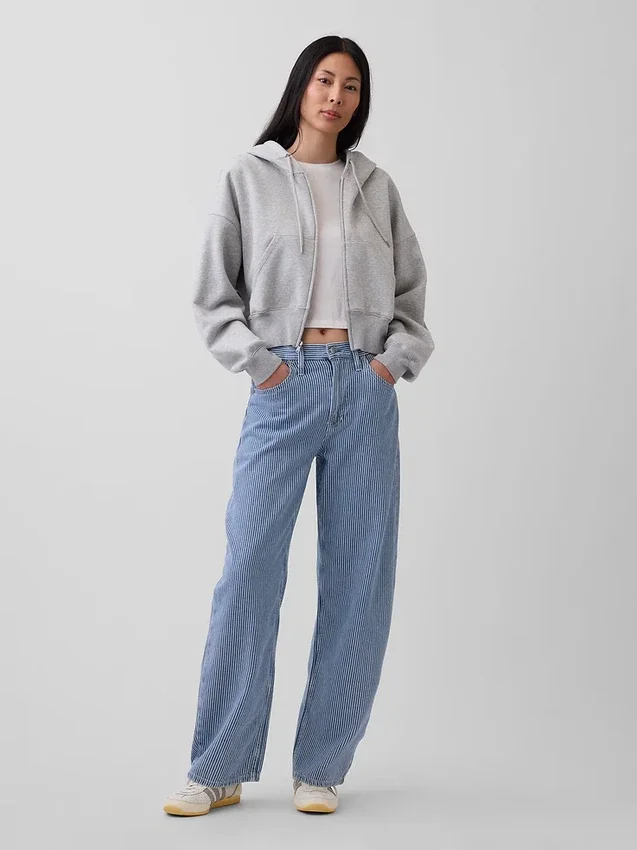 High Rise ultrazachte denim gestreepte barrel-Jeans