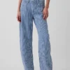 High Rise ultrazachte denim gestreepte barrel-Jeans