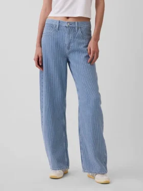 High Rise ultrazachte denim gestreepte barrel-Jeans