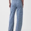 High Rise ultrazachte denim gestreepte barrel-Jeans