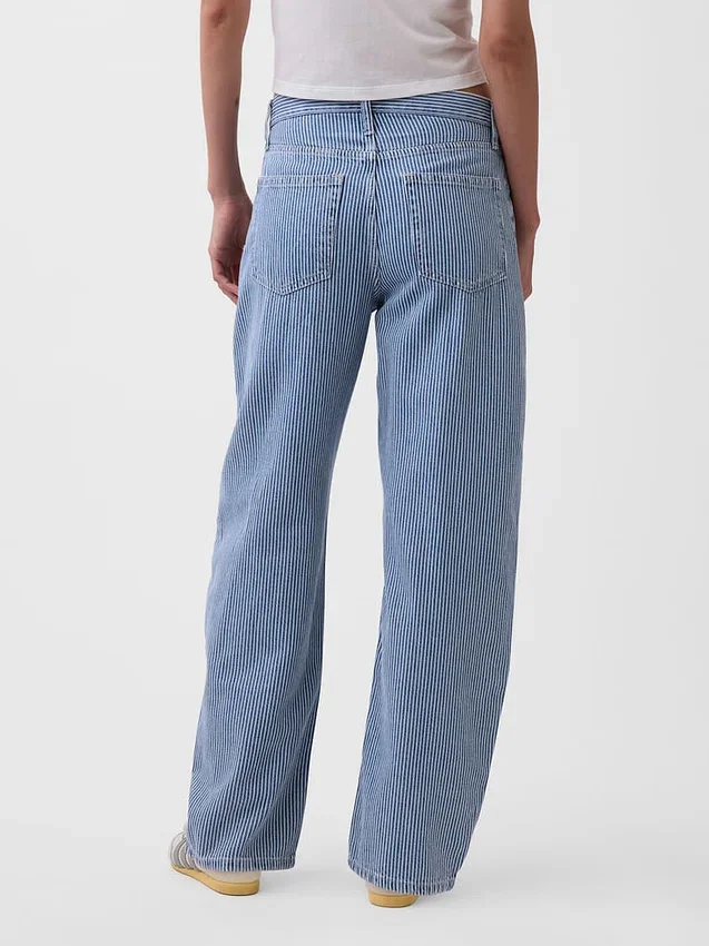 High Rise ultrazachte denim gestreepte barrel-Jeans