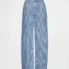 High Rise ultrazachte denim gestreepte barrel-Jeans