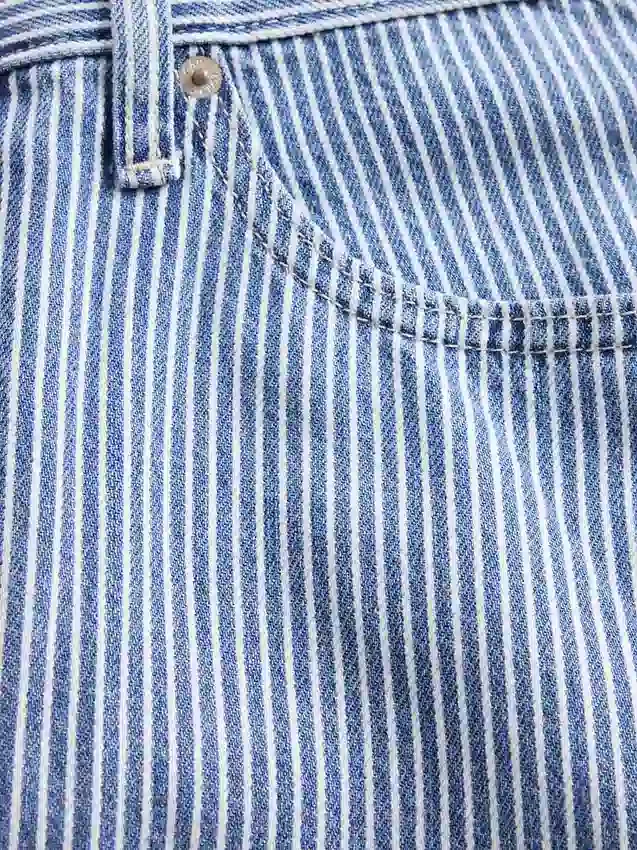 High Rise ultrazachte denim gestreepte barrel-Jeans