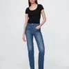 High Rise Western '90s Slim Straight-Jeans