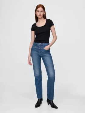 High Rise Western '90s Slim Straight-Jeans