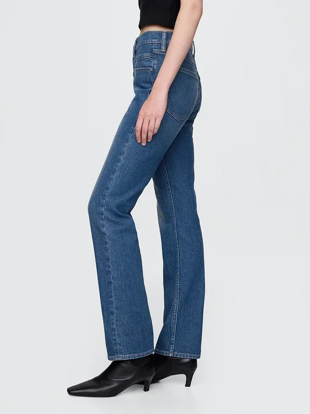 High Rise Western '90s Slim Straight-Jeans